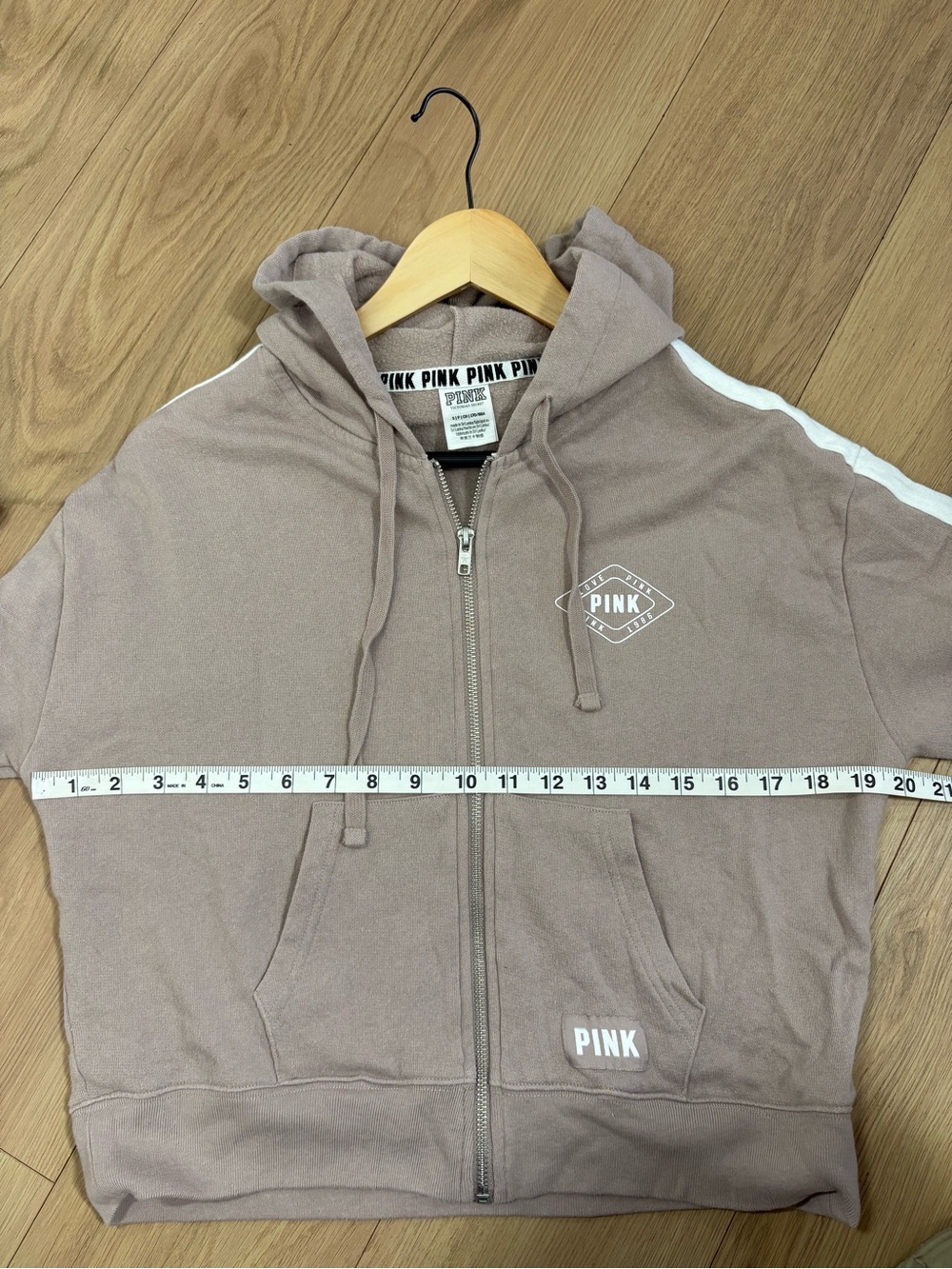 PINK Victoria’s Secret Cropped Zip Hoodie Brown Size S - Picture 8 of 9